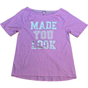 Victoria’s Secret Pink “MADE YOU LOOK” Graphic Tee XS Metallic Letters